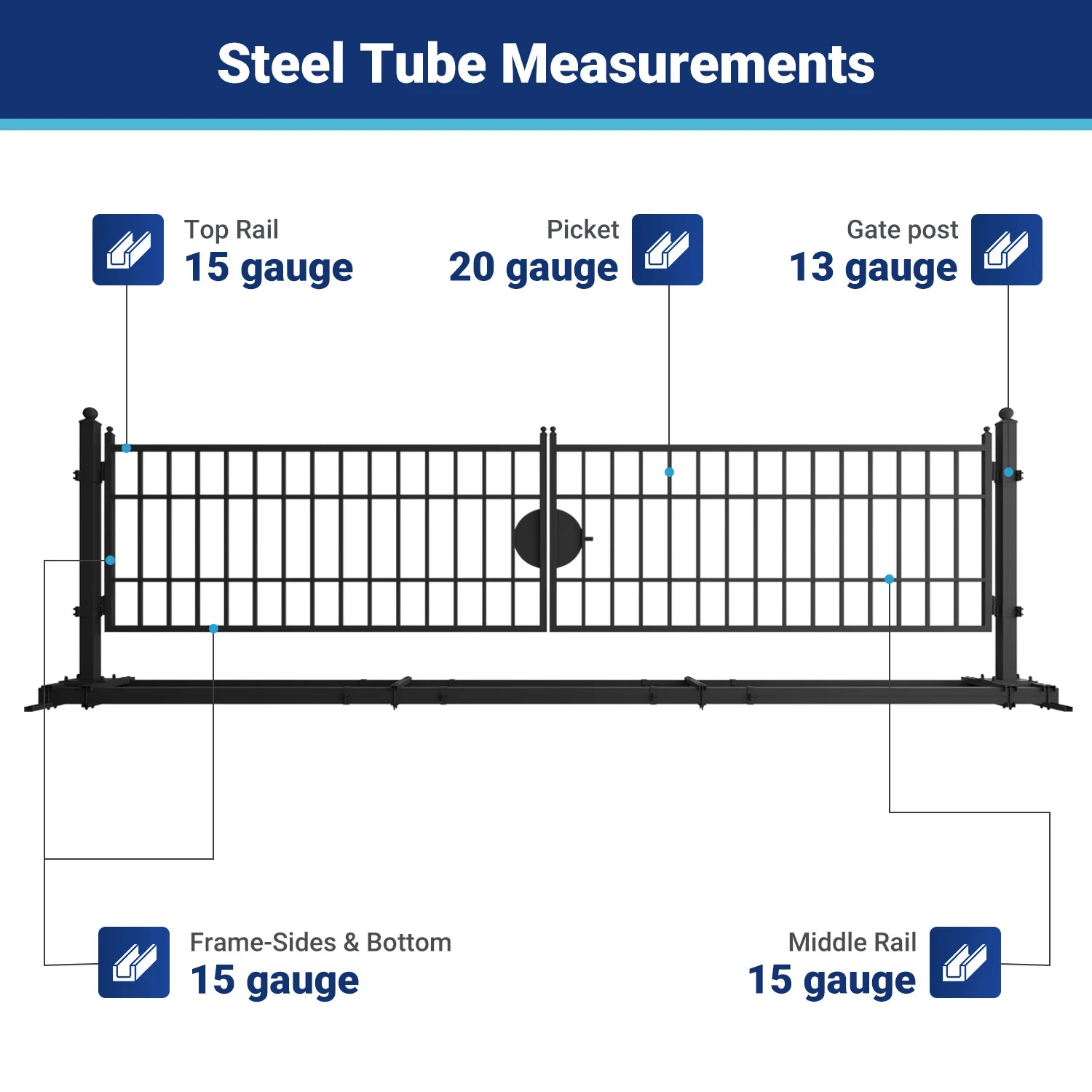 20 ft Steel Farm Driveway Gate - Image 6