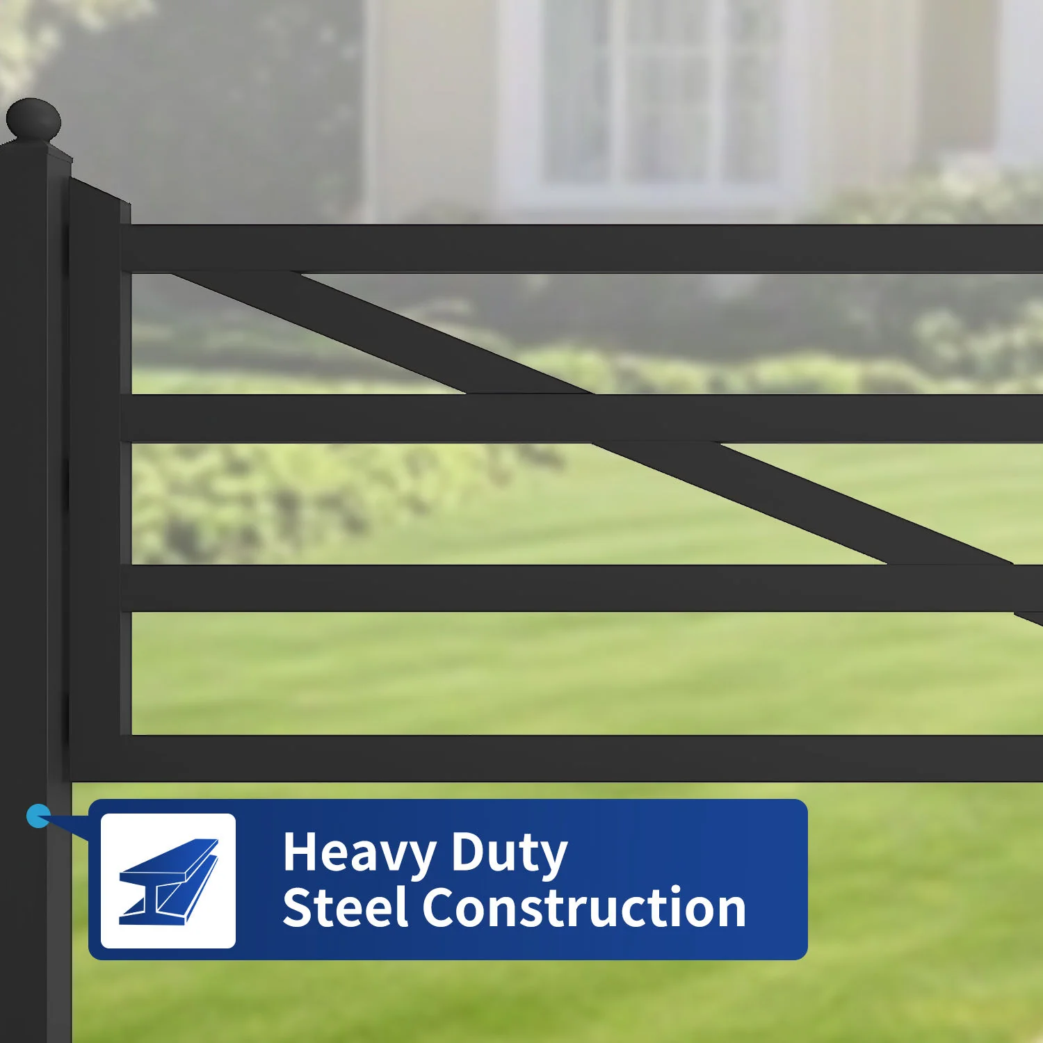 20 ft Farm Driveway Gate with Diagonal Tubes, Dual Swing - Image 9