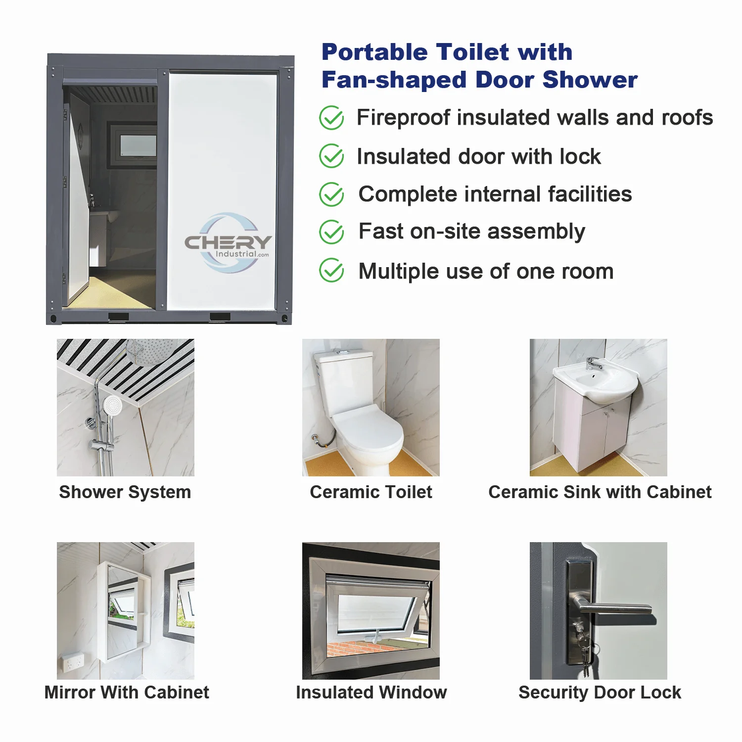 Portable Toilet with Fan-shaped Door Shower - Image 7