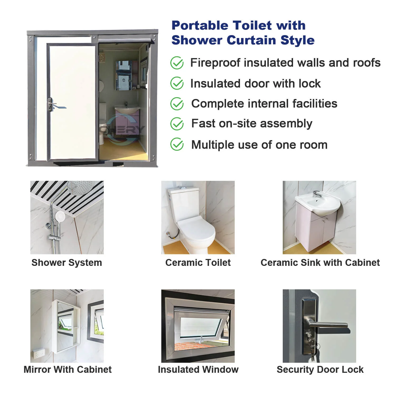 Portable Toilet with Shower Curtain Style - Image 4