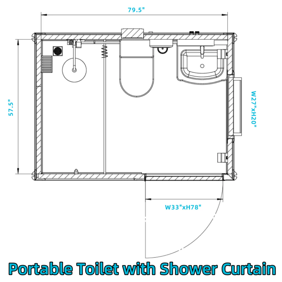 Portable Toilet with Shower Curtain Style - Image 8