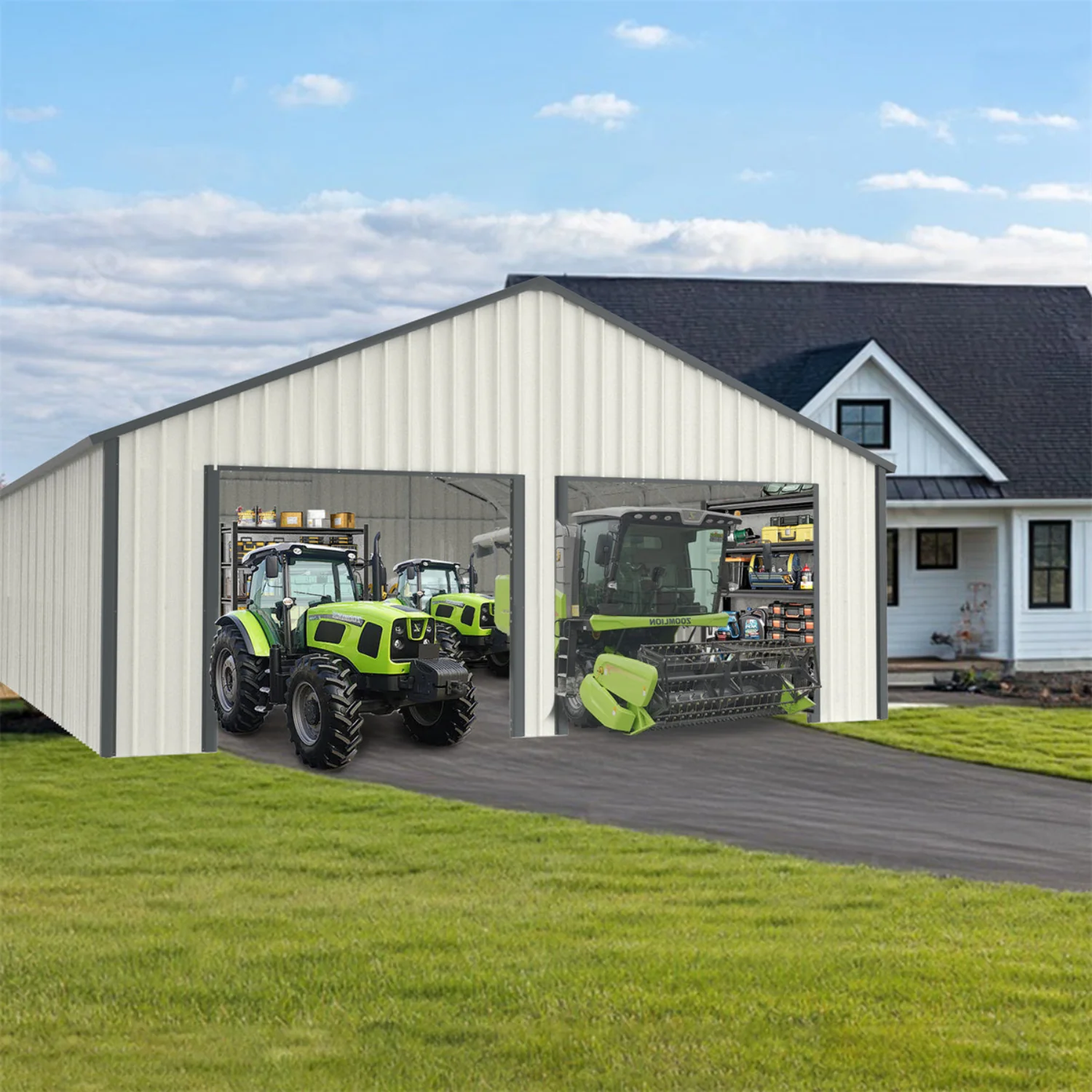 [CLEARANCE] 25' x 33' Double Garage Metal Shed - Image 3