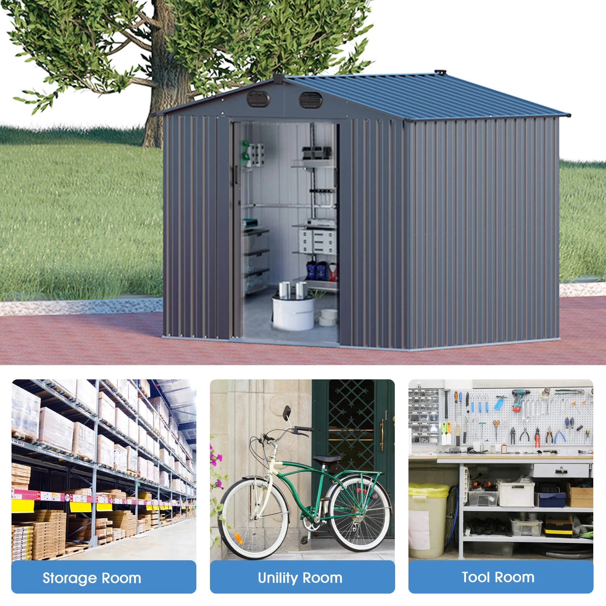 [CLEARANCE] 8'x6' Metal Storage Shed - Image 7