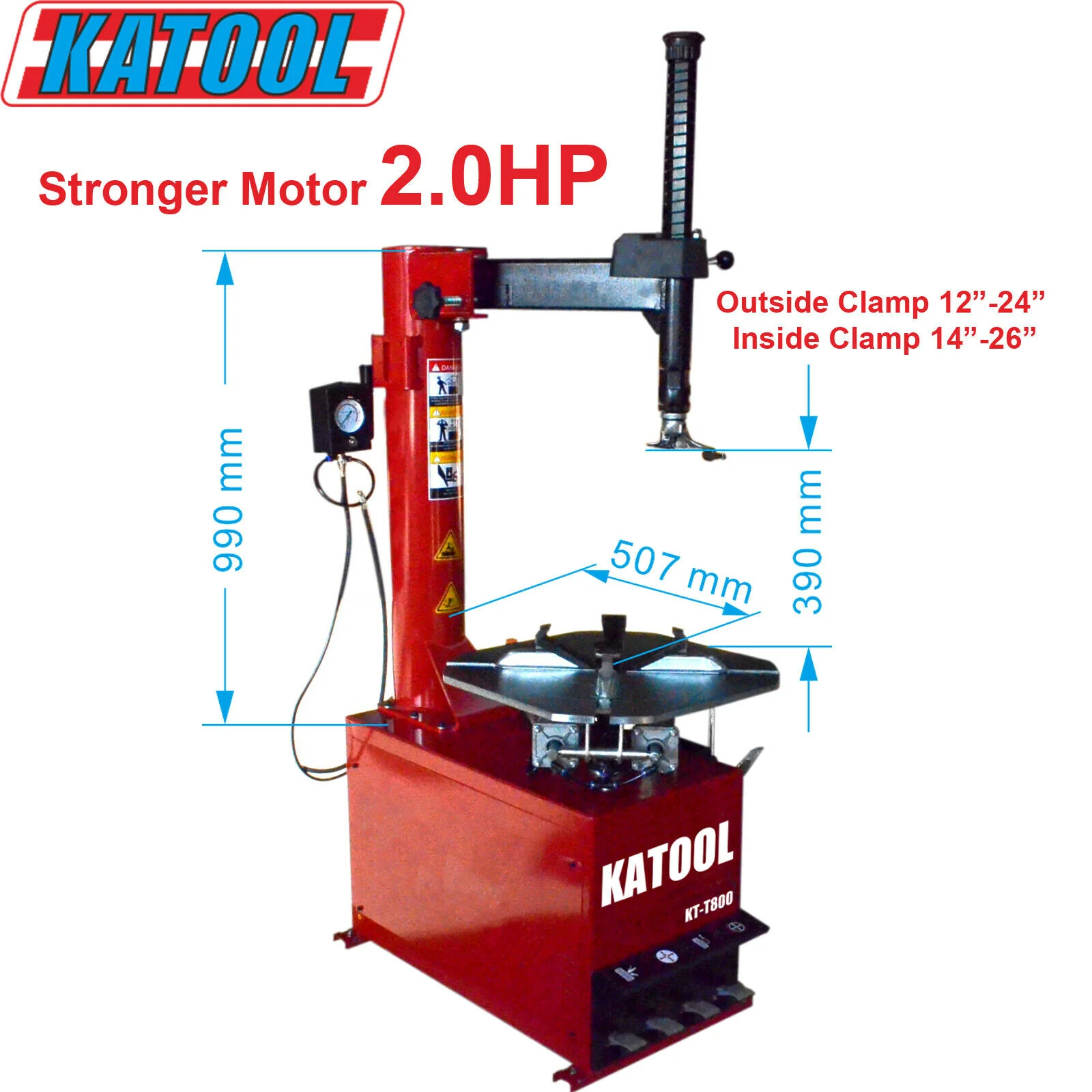 Katool KT-T800 Swing Arm Tire Changer, Max 24" Rim Clamping - Image 3
