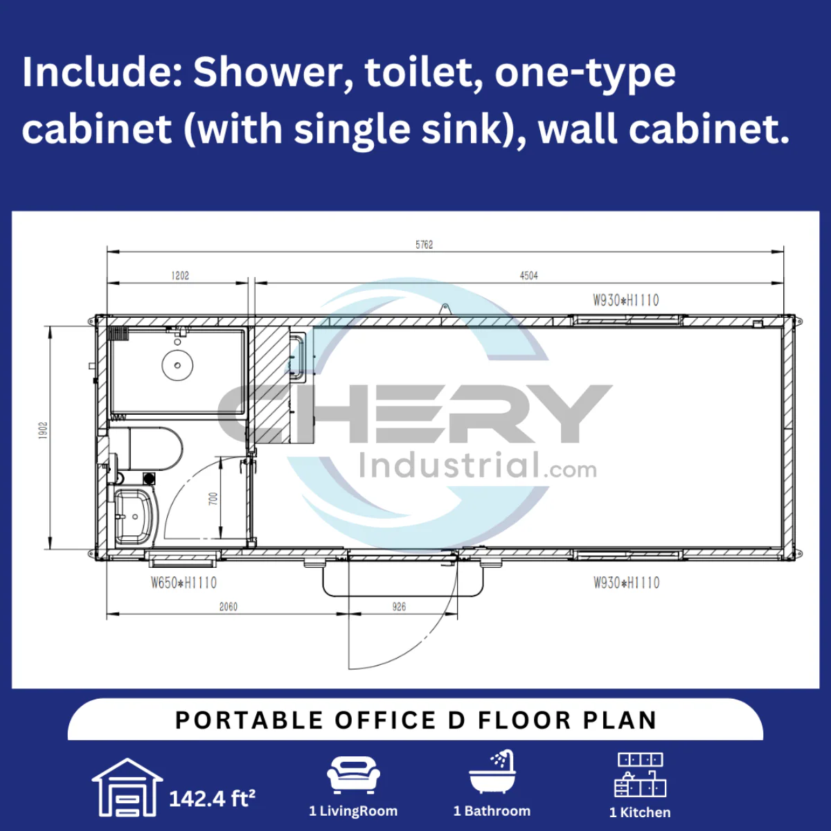 Portable Office 7ft x 20ft with Bathroom - Image 10