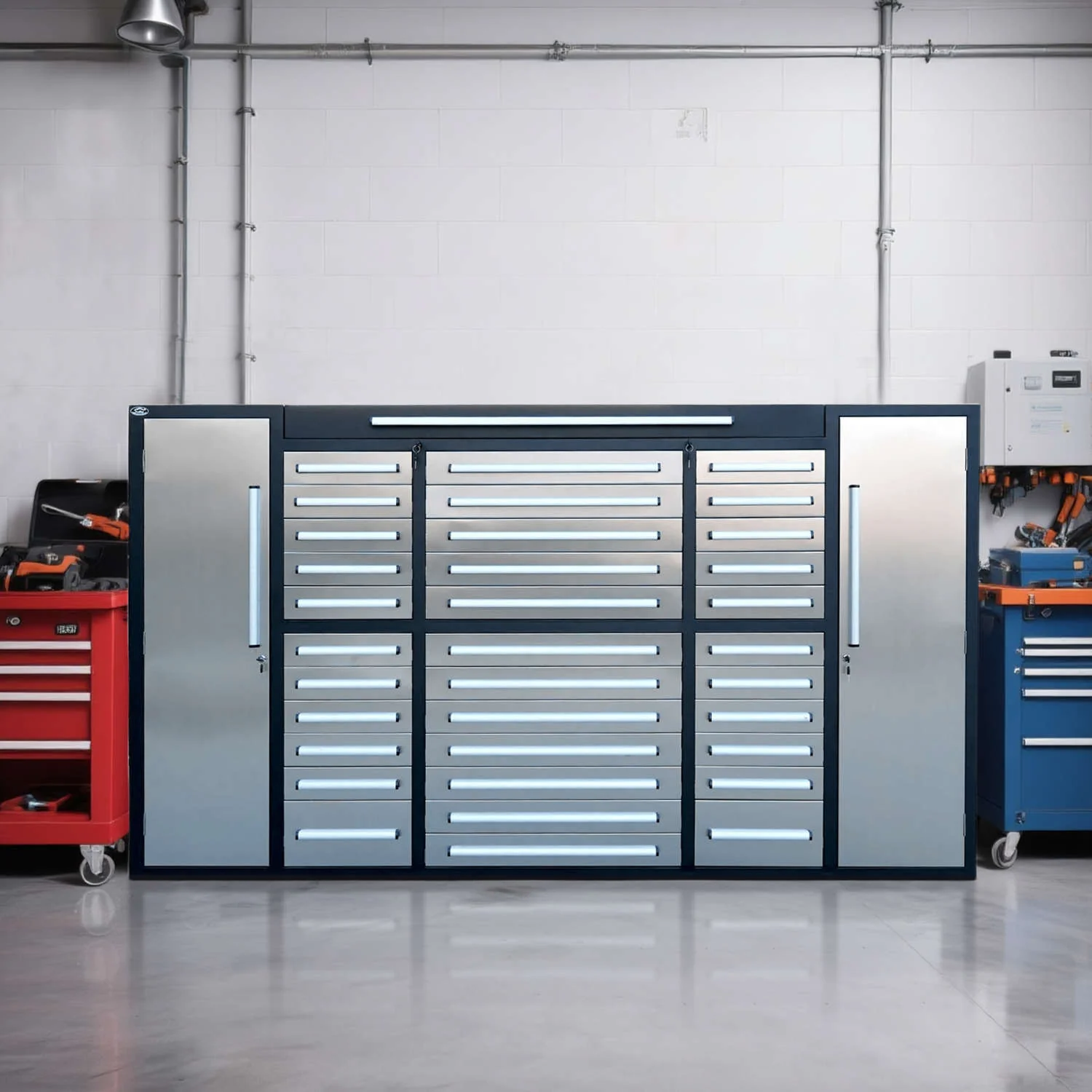 9 ft Garage Storage Cabinet with 34 Drawers & 2 Cabinets - Image 10