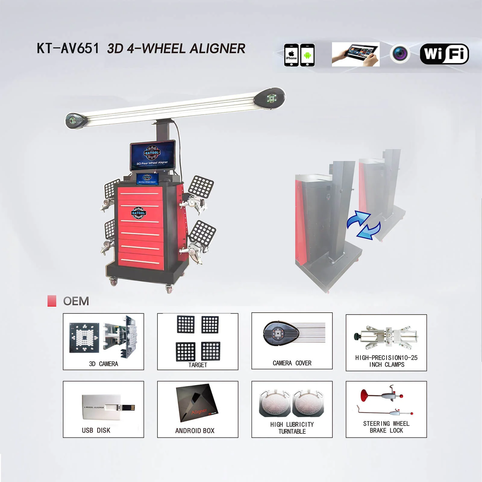 Katool AV651 3D Wheel Alignment Machine with Cabinet - Image 3